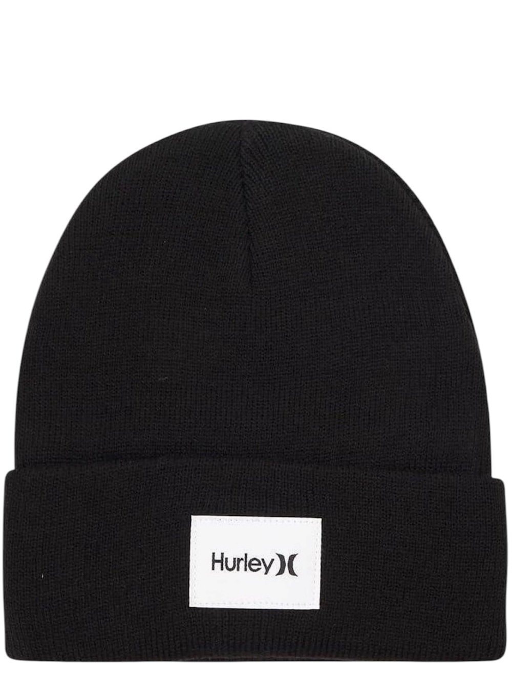 NWOT Hurley Men's Winter Hat Black Seaward 2.0 Patch Cuffed Beanie Size OS